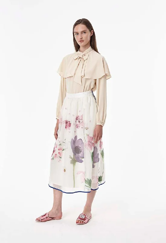 Organza Printed Skirt silk skirt lustrous