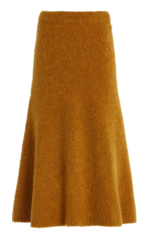 Pablo Knit Midi Skirt in Saffron Cashmere Silk Boucle corduroy skirt textured