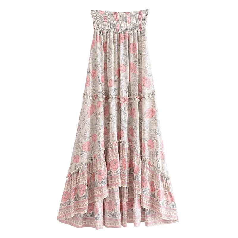 Pastel Garden Symphony Maxi Skirt slim fit skirt