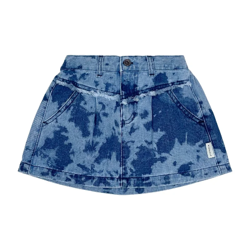 Piupiuchick Blue Tie Dye Denim Knee Length Skirt silk skirt luxurious