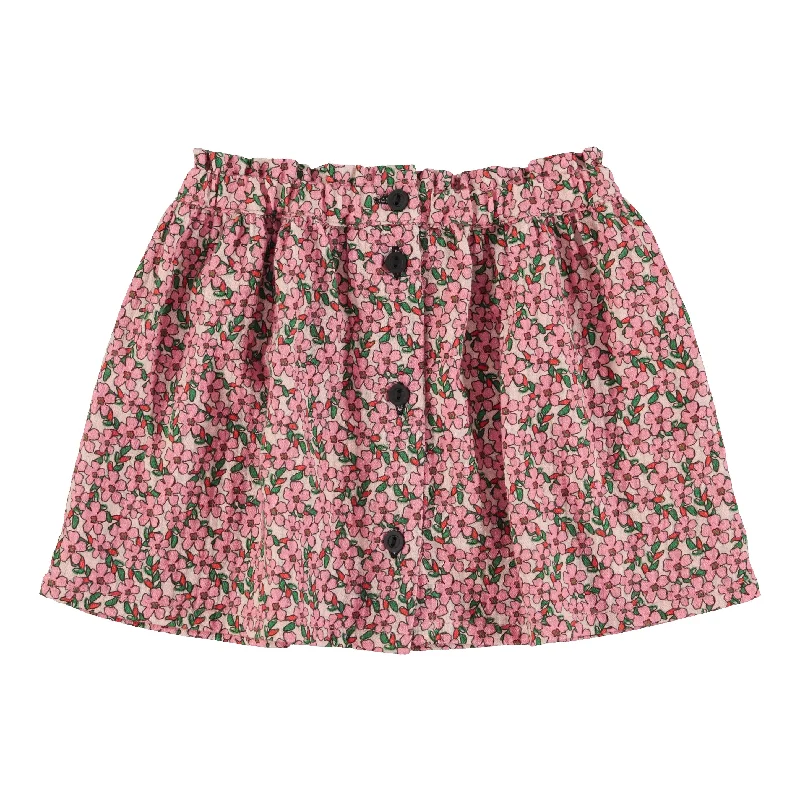 Piupiuchick Pink Floral Button Short Skirt high slit skirt