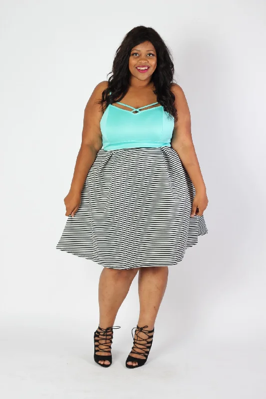 Seeing Stripes Pleated Skirt leather skirt durable