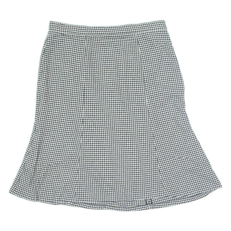 POLO RALPH LAUREN Knee Length Flare Skirt Black Wool Houndstooth Womens UK 14 denim skirt fashionable