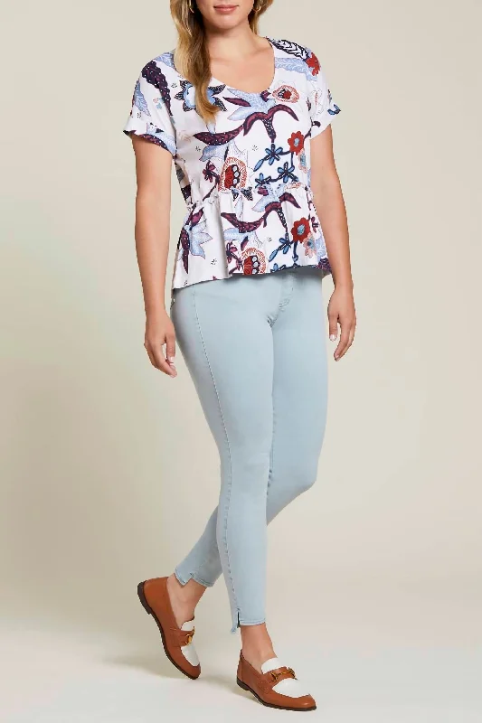 Pull On Jean In Pearl Blue Chic Rolled Cuff Denim Jeans