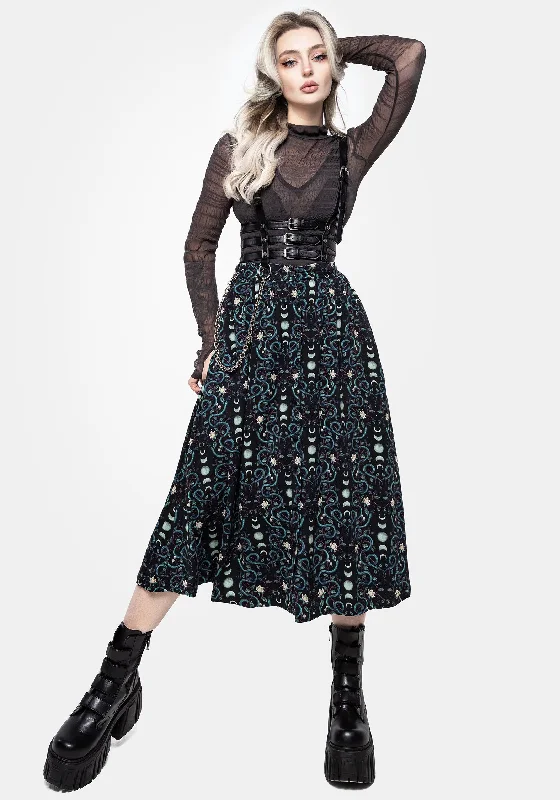 Pythia Print Button Up Midi Skirt corduroy skirt comfortable