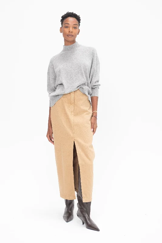 Lunga Skirt, Camel corduroy skirt durable