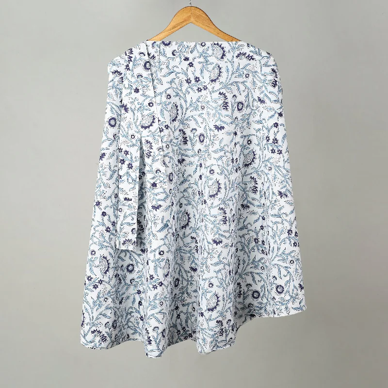 Grey - Sanganeri Block Printed Cotton Wrap Around Skirt 12 floral skirt print