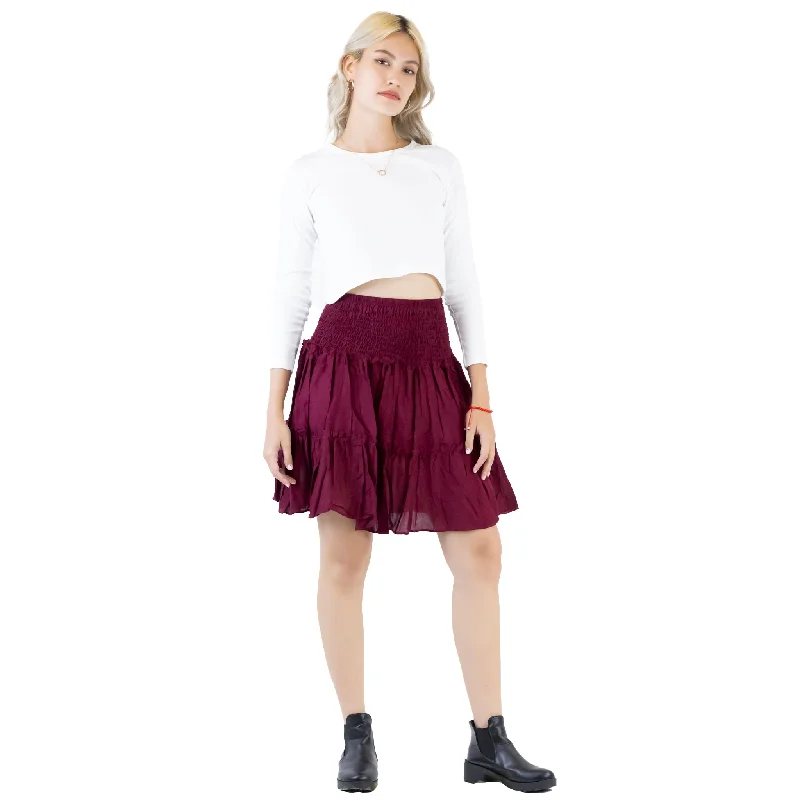 Solid Color Women's Skirt in Burgundy SK0090 020000 15 wool skirt warm