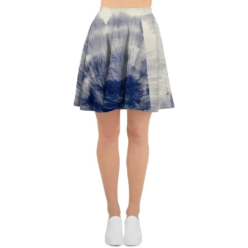 Spiral Blue Swirl Tie Die Women's Skirt denim skirt trendy