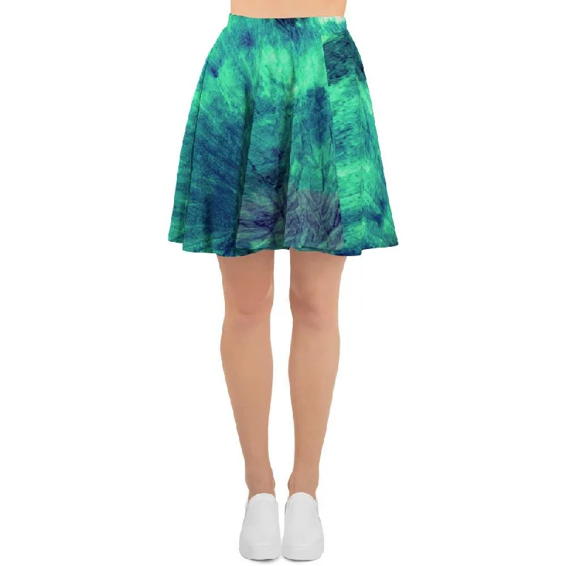 Spiral Green Tie Dye Women's Skirt velvet skirt luxurious