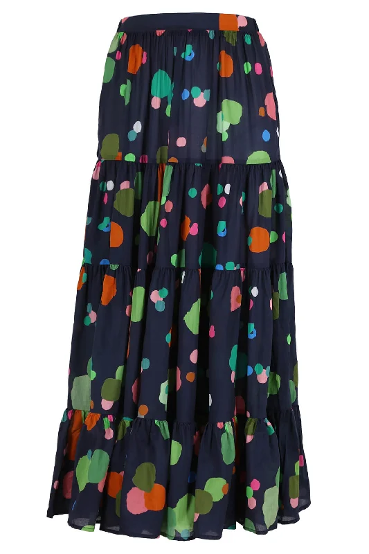 Astra LAX Tiered Skirt Navy in Cotton Voile maxi skirt elegant