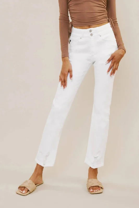 Summer High-Rise Slim Straight Jean In White Stylish Relaxed Fit Skinny Jeans