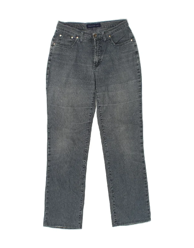 TRUSSARDI Womens Straight Jeans W28 L30 Grey Cotton Fashionable Slouchy Fit Jeans