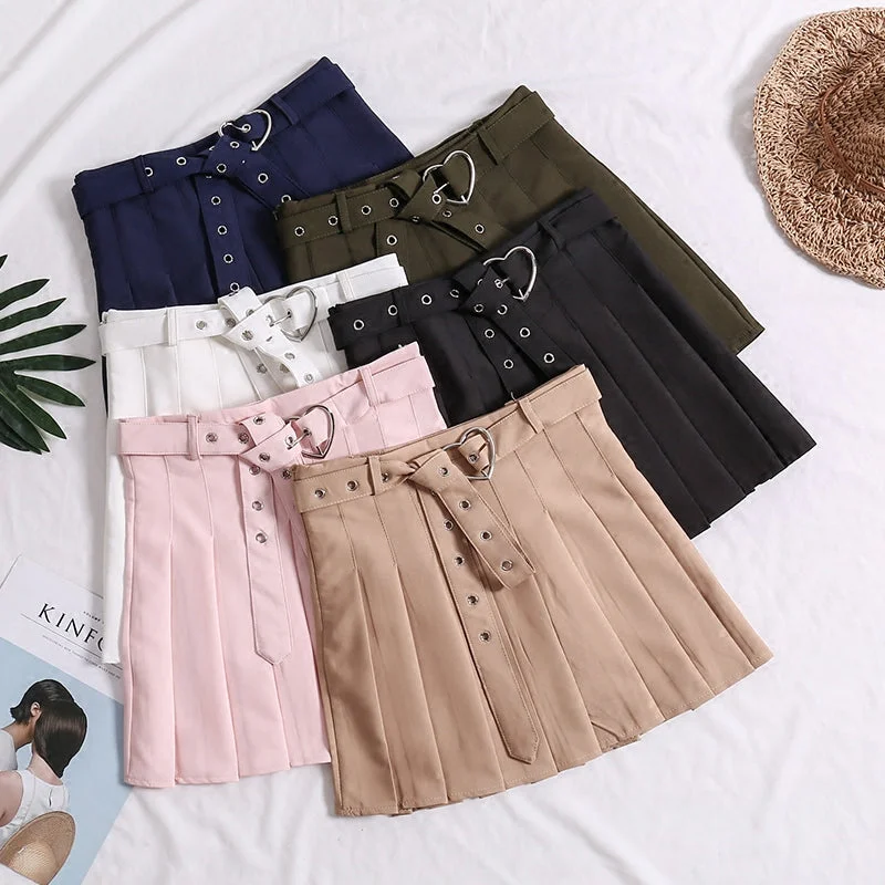 Ulzzang Love Skirt YV40998 linen skirt airy