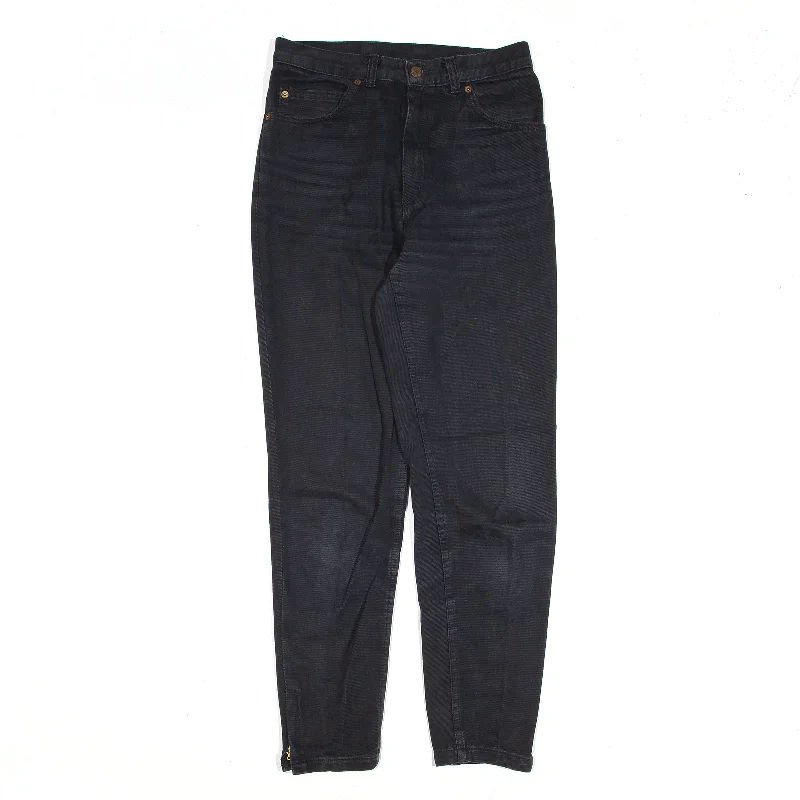 WALLEES Black Denim Regular Mom Jeans Womens W27 L28 Comfortable Low-Rise Jeans