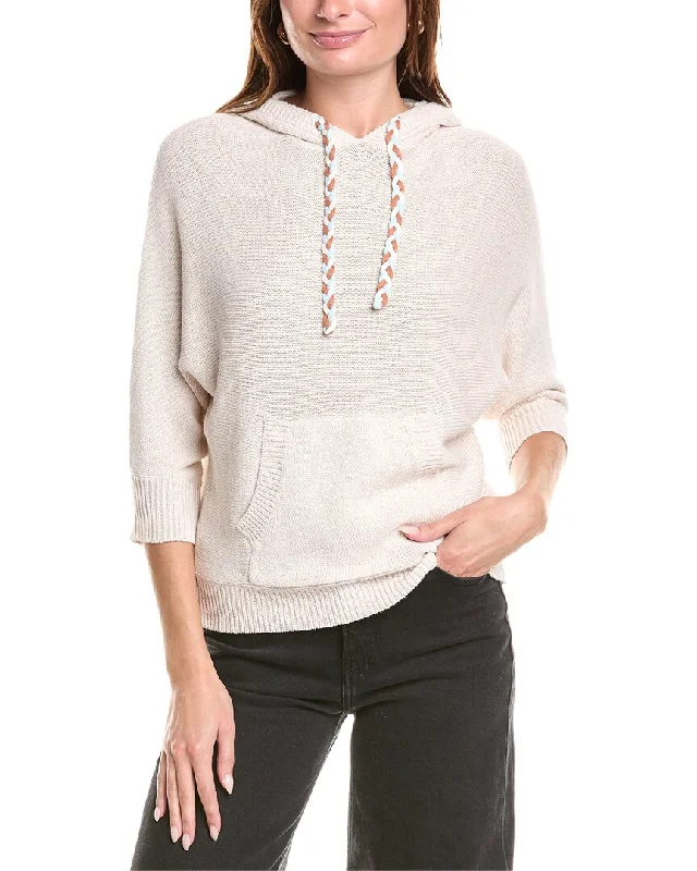 27 Miles Malibu Linen-Blend Hooded Sweater Transparent Opaque Sheer