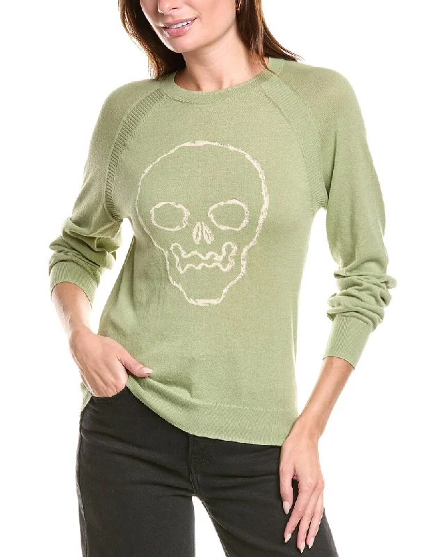 27 Miles Malibu Skull Front Sweater Mesh Blend Leather Blend Suede Blend