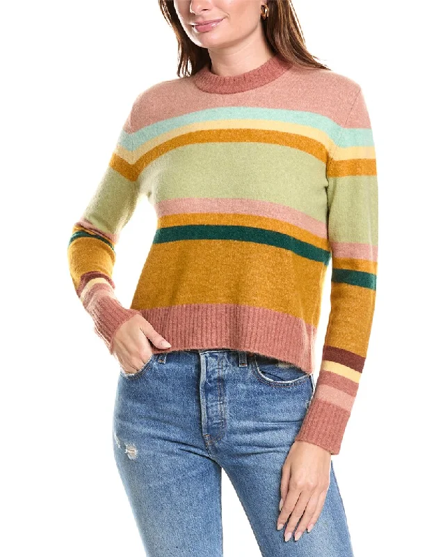 27 Miles Malibu Striped Wool & Alpaca-Blend Sweater Faux Fur Fabric Real Fur Fabric Shearling Fabric