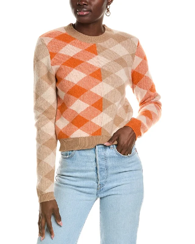 27 Miles Malibu womens  Contrast Diamond Intarsia Wool & Cashmere-Blend Sweater, Machine Wash Dry Clean Hand Wash