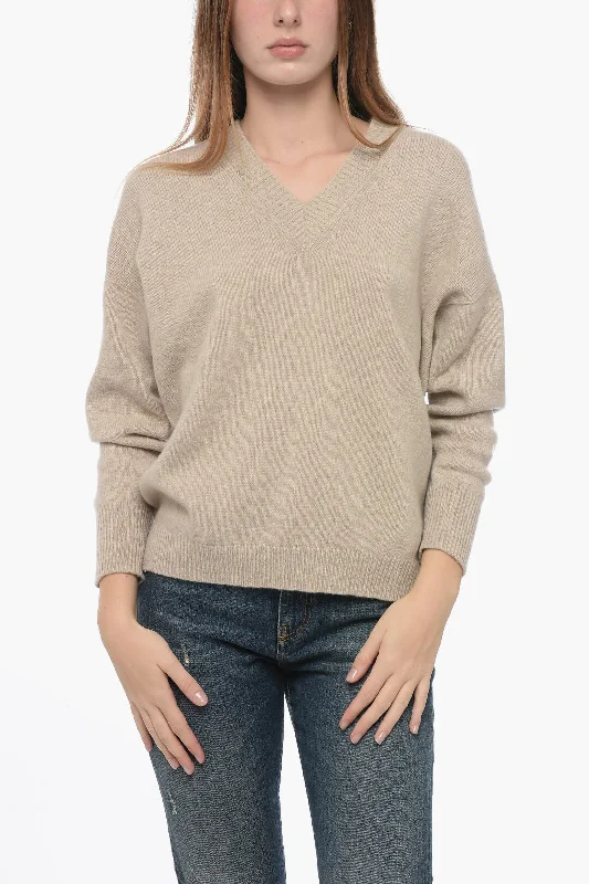 Arovescio Virgin Wool and Cashmere V-Neck Sweater Mesh Blend Leather Blend Suede Blend Arovescio Virgin Wool and Cashmere V-Neck Sweater Mesh Blend Leather Blend Suede Blend