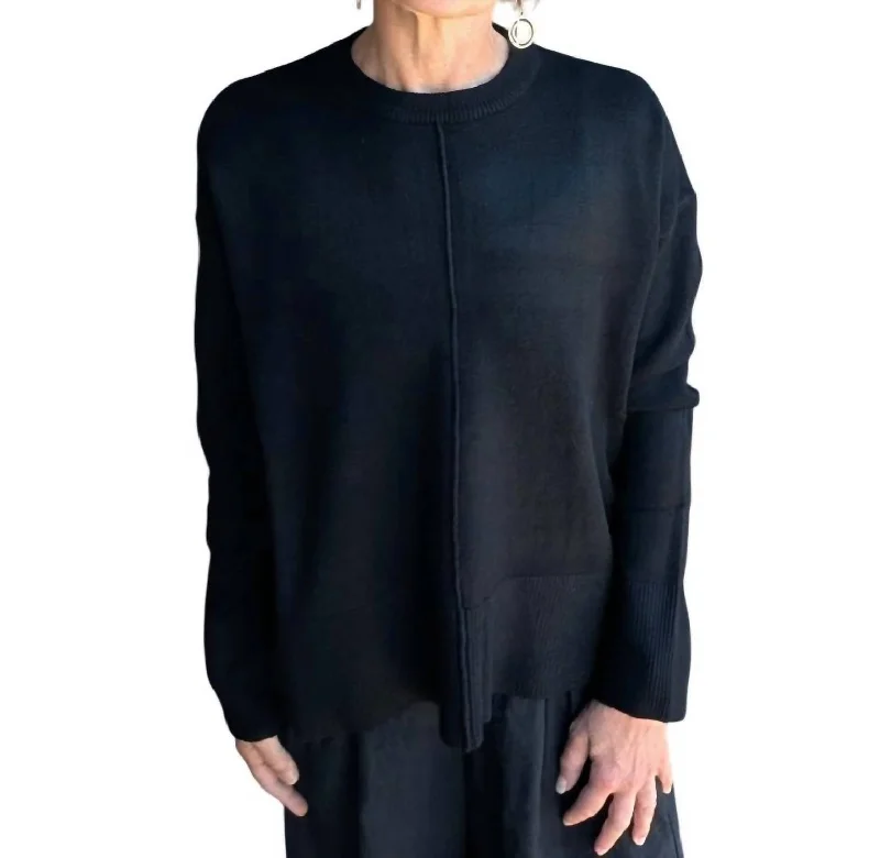 Basic Sweater In Black Mesh Sweater Canvas Denim