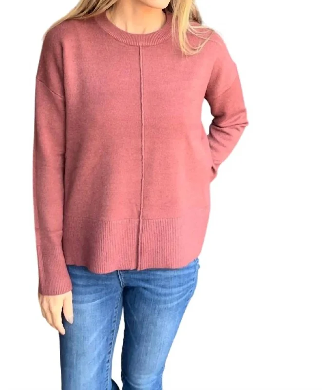 Basic Sweater In Fired Brick Welt Pockets Slit Pockets Flap Pockets