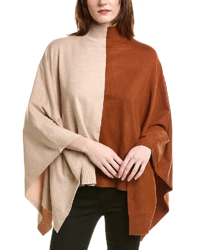 Love Token Colorblock Poncho Sweater Mesh Fabric Canvas Fabric Denim Fabric