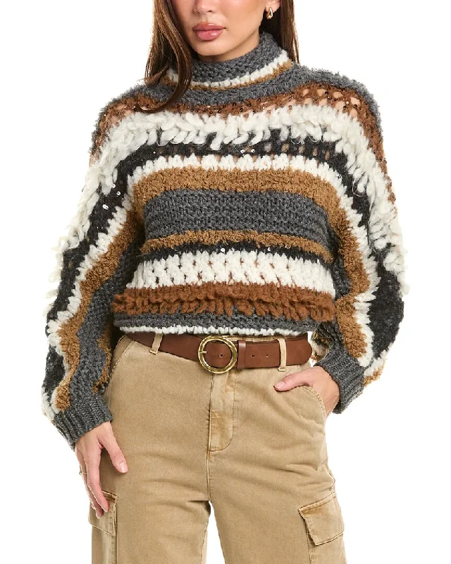Brunello Cucinelli Maglieria Sweater Solid Print Embellished