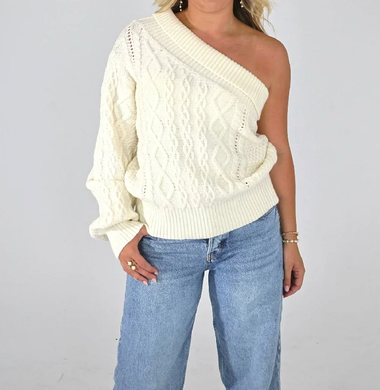 Chloe Knit Sweater In Ivory Oversized Loose Flowy