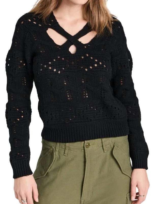 Cole Cable Knit Cut Out Sweater In Black Beaded Sweater Sequined Faux Fur