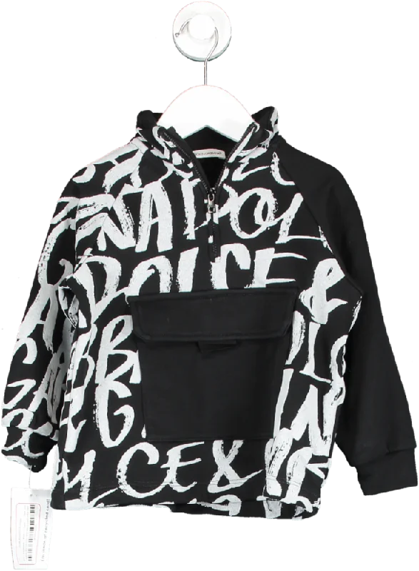 Dolce & Gabbana Black Grafitti Pocket Front Jumper 2 Years Solid Color Striped Floral Print