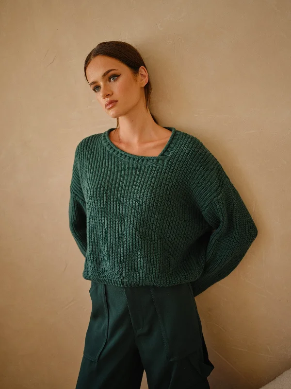 Green Asymmetrical Sweater Rayon Fabric Velvet Fabric Corduroy Fabric