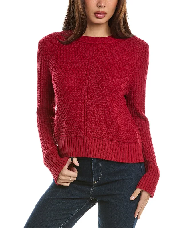 Hannah Rose Honeycomb Knit Cashmere-Blend Sweater Welt Pockets Slit Pockets Flap Pockets Hannah Rose Honeycomb Knit Cashmere-Blend Sweater Welt Pockets Slit Pockets Flap Pockets