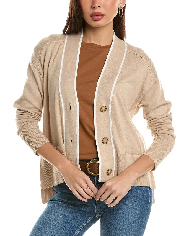Hannah Rose Tipped High-Low Cashmere-Blend Sweater Open Front Closed Front Wrap Front Hannah Rose Tipped High-Low Cashmere-Blend Sweater Open Front Closed Front Wrap Front