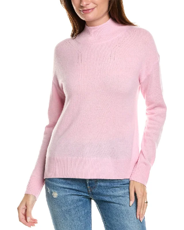 Kier+J Turtleneck Wool & Cashmere-Blend Sweater Solid Print Embellished