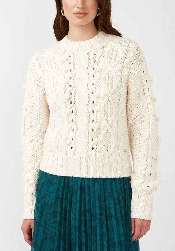 Larsa Women's Crew Neck Sweater in Ivory - SW0021F Knit Fabric Woven Fabric Fleece Fabric Larsa Women's Crew Neck Sweater in Ivory - SW0021F Knit Fabric Woven Fabric Fleece Fabric