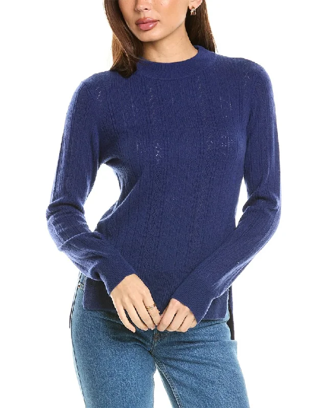 Malo Cashmere Pointelle Wool & Cashmere-Blend Sweater Ribbed Striped Patterned