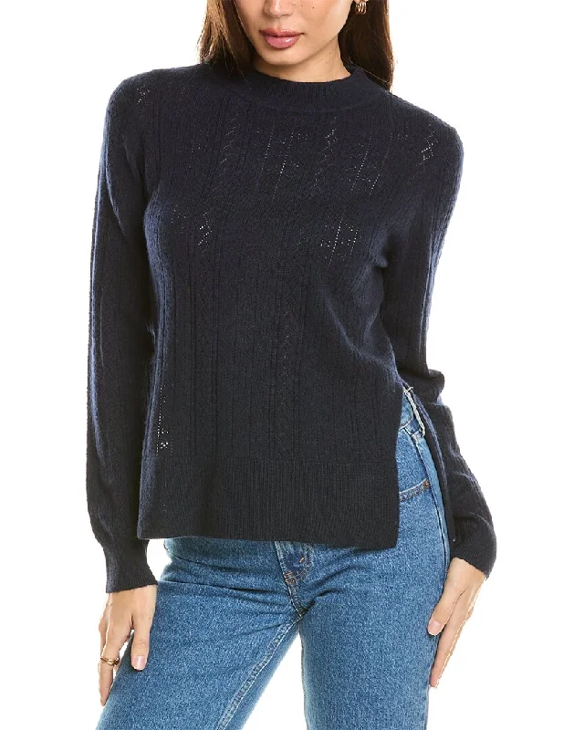 Malo Cashmere Pointelle Wool & Cashmere-Blend Sweater Polka Dot Checkered Tartan