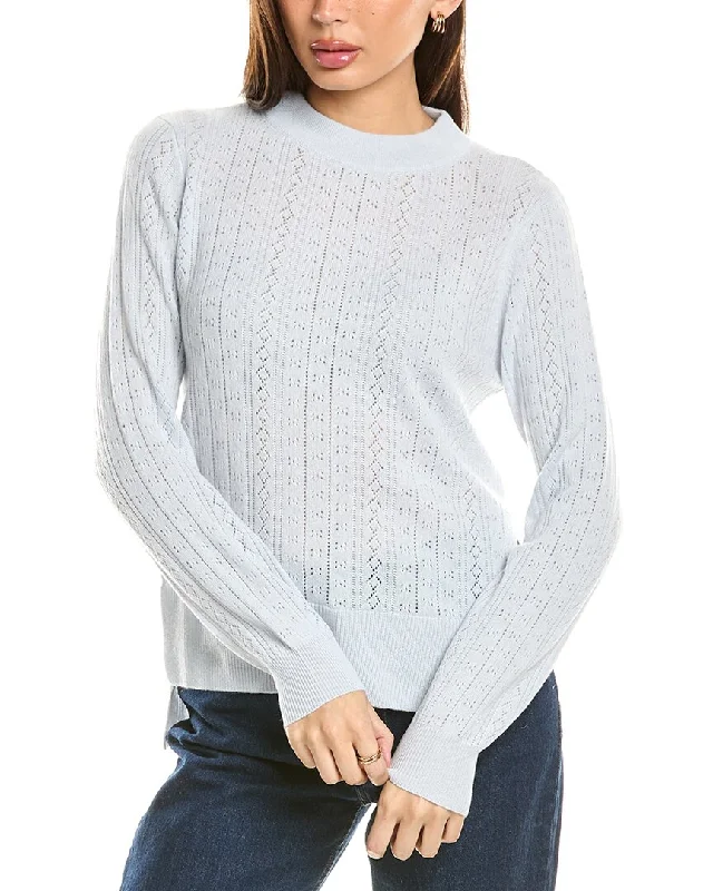 Malo Cashmere Pointelle Wool & Cashmere-Blend Sweater Stretchy Elastic Breathable