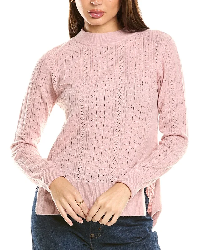 Malo Cashmere Pointelle Wool & Cashmere-Blend Sweater Zippered Buttoned Snapped