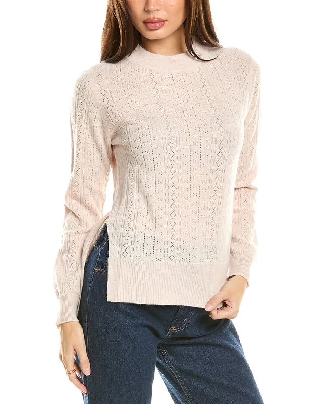 Malo Cashmere Pointelle Wool & Cashmere-Blend Sweater Collared Crew Neck Turtle Neck