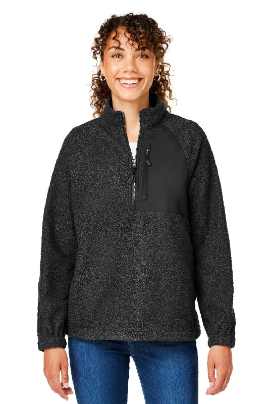North End Womens Aura Sweater Fleece 1/4 Zip Sweatshirt w/ Pockets - Black Fleece Fabric Down Fabric Feather Fabric