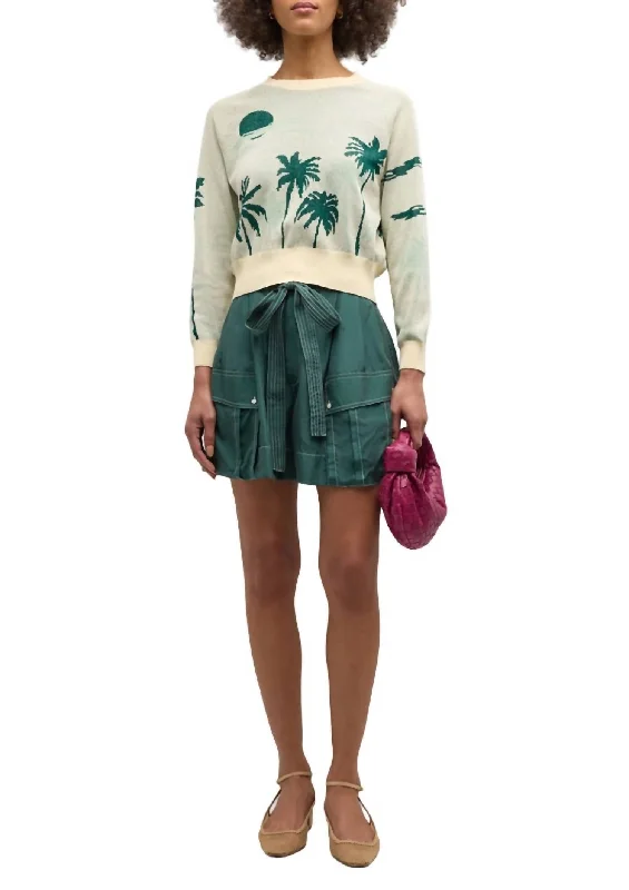 Palm Pullover Sweater In Sea Green Layered Multi-layer Single Layer
