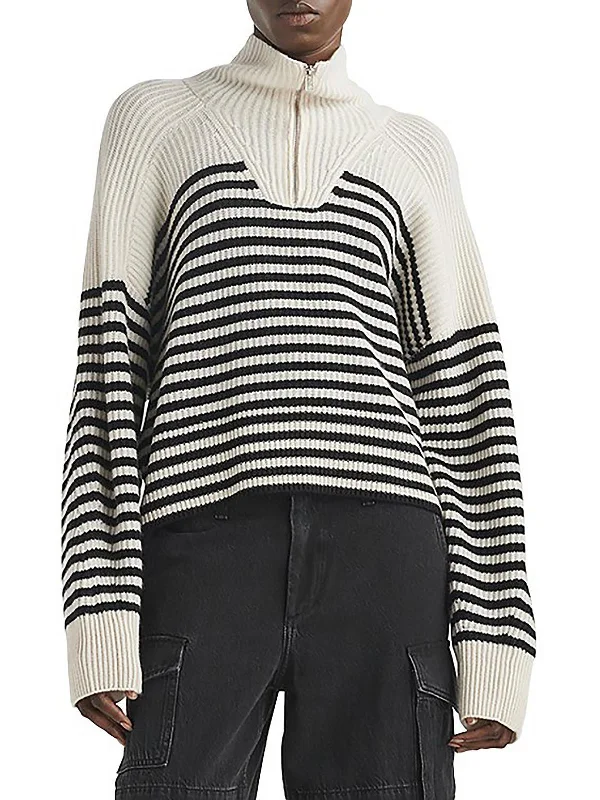 Pierce Womens Cashmere Striped Pullover Sweater Nylon Fabric Polyester Fabric Spandex Fabric Pierce Womens Cashmere Striped Pullover Sweater Nylon Fabric Polyester Fabric Spandex Fabric