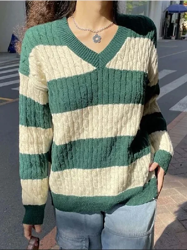 Preppy Style Academia Fashion Striped Sweater Bright Pastel Dark
