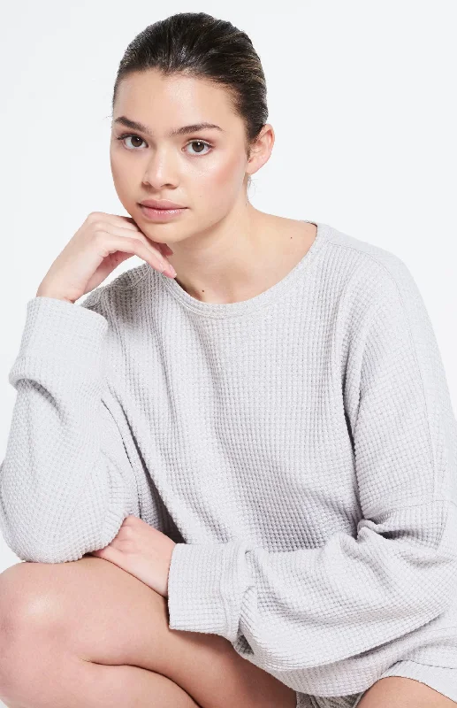 Relaxed fit structured sweater - Mouse Grey Chenille Blend Fleece Blend Nylon Blend