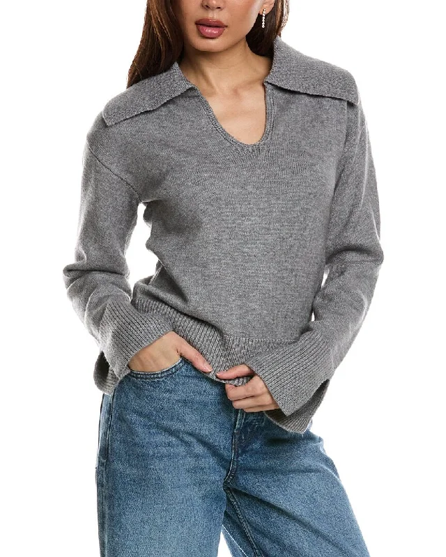 Seraphina Johnny Collar Sweater Houndstooth Herringbone Solid