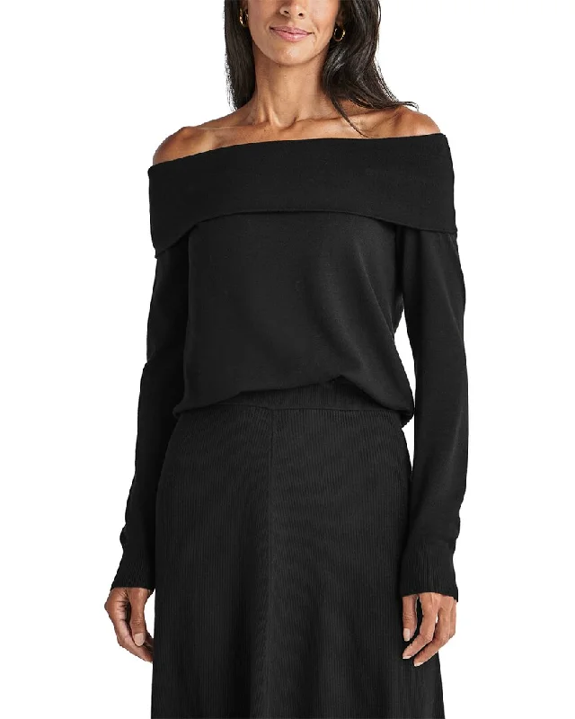 Splendid X Cn Off Shoulder Sweater Fleece Sweater Nylon Polyester
