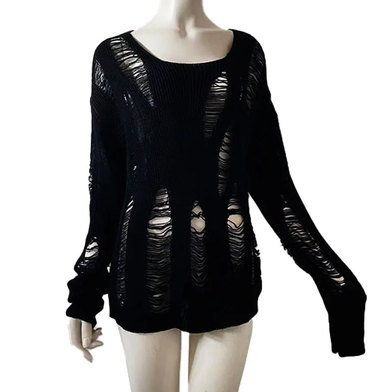 Sweaters Black Gothic Lady Chenille Brocade Lace