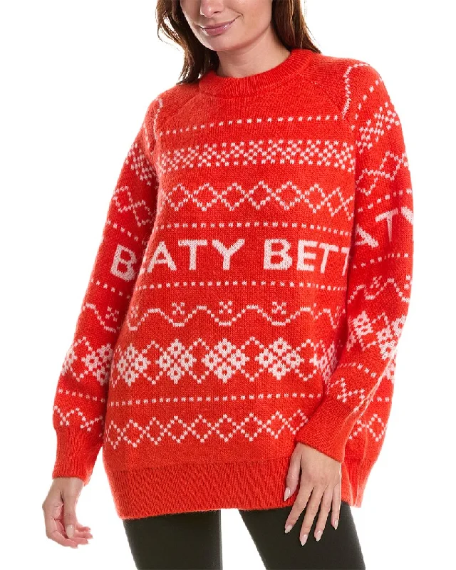 Sweaty Betty Snow Fairisle Mohair & Wool-Blend Sweater Elegant Classic Vintage